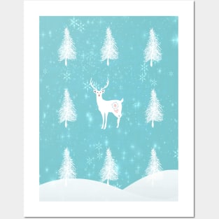 Christmas Dawn Stag Posters and Art